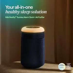 BLUEAIR Air Purifier & Sunrise Alarm Clock for Bedroom Clean Air for Sleep, Soft Light & Soothing Alarm Sounds for Natural Wake-Ups, USB-C, Mini Restful, Blue BLUEAIR Air Purifier & Sunrise Alarm Clock for Bedroom Clean Air for Sleep, Soft Light & Soothing Alarm Sounds for Natural Wake-Ups, USB-C, Mini Restful, Blue