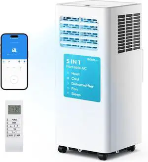 EUHOMY Portable Air Conditioners 12,000 BTU, 5-in-1 Portable AC Unit Up to 550 Sq.Ft. for Bedroom with Cool, Heat, Fan, Dehumidifier, Sleep, AC Units with LED Remote & 24H Timer, Installation Kits EUHOMY Portable Air Conditioners 12,000 BTU, 5-in-1 Portable AC Unit Up to 550 Sq.Ft. for Bedroom with Cool, Heat, Fan, Dehumidifier, Sleep, AC Units with LED Remote & 24H Timer, Installation Kits
