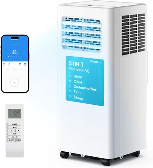EUHOMY Portable Air Conditioners 14,000 BTU, 5-in-1 Portable AC Unit Up to 650 Sq.Ft. for Bedroom with Cool, Heat, Fan, Dehumidifier, Sleep, AC Units with LED Remote & 24H Timer, Installation Kits EUHOMY Portable Air Conditioners 14,000 BTU, 5-in-1 Portable AC Unit Up to 650 Sq.Ft. for Bedroom with Cool, Heat, Fan, Dehumidifier, Sleep, AC Units with LED Remote & 24H Timer, Installation Kits