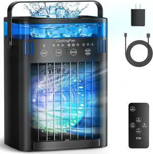 Portable Air Conditioners, Mini Air Conditioner Portable AC Unit with Remote Control, 3 Wind Speed & 3 Mist Level & 2-8H Timer & 7 LED Light Evaporative Air Cooler for Home Office Room, Black Portable Air Conditioners, Mini Air Conditioner Portable AC Unit with Remote Control, 3 Wind Speed & 3 Mist Level & 2-8H Timer & 7 LED Light Evaporative Air Cooler for Home Office Room, Black
