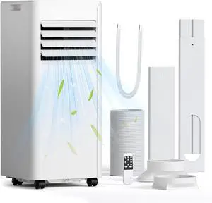 10,000 BTU Portable Air Conditioner, Cools Up to 450 Sq. Ft., 5-in-1 Quiet Portable AC Units with Remote Control, LED Display, 24H Timer, Sleep Mode, Window Kits for Bedroom, Office, Apartment 10,000 BTU Portable Air Conditioner, Cools Up to 450 Sq. Ft., 5-in-1 Quiet Portable AC Units with Remote Control, LED Display, 24H Timer, Sleep Mode, Window Kits for Bedroom, Office, Apartment