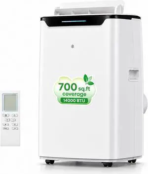 Portable Air Conditioner, 14000 BTU Fast Cooling for Large Rooms up to 700 Sq.Ft, 3-in-1 Energy Efficient Portable AC Unit with Upward Airflow, Sleep Mode, for Bedroom/Apartment/Living Room Portable Air Conditioner, 14000 BTU Fast Cooling for Large Rooms up to 700 Sq.Ft, 3-in-1 Energy Efficient Portable AC Unit with Upward Airflow, Sleep Mode, for Bedroom/Apartment/Living Room