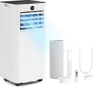 10000 BTUs Quiet Portable Air Conditioner, Cools Rooms up to 450 Sq. Ft, 4-in-1: AC/Dehumidifier/Fan/Sleep Mode, 24-Hour Timer, 26-Ft Remote Control, Window Kit Included 10000 BTUs Quiet Portable Air Conditioner, Cools Rooms up to 450 Sq. Ft, 4-in-1: AC/Dehumidifier/Fan/Sleep Mode, 24-Hour Timer, 26-Ft Remote Control, Window Kit Included