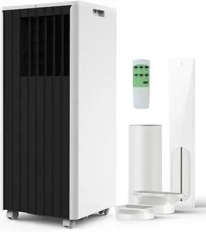 8000 BTU Portable Air Conditioner - 3 in-1 AC Unit Cools 350 Sq. Ft Rooms, Quiet 50 dB Operation w/Touch Control & Remote, Includes Window Kit & 24H Timer, Dehumidifier & Fan Modes for Bedroom, Black 8000 BTU Portable Air Conditioner - 3 in-1 AC Unit Cools 350 Sq. Ft Rooms, Quiet 50 dB Operation w/Touch Control & Remote, Includes Window Kit & 24H Timer, Dehumidifier & Fan Modes for Bedroom, Black