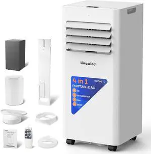 Lovewind 10000 BTU Portable Air Conditioner,4-in-1 Room AC Unit for Bedroom | Cools to 63°F/Covers 450 sq ft/Installs in 10 Mins/4-in-1: Cool Fan Dry 24H Sleep Mode/Rolling Wheel Lovewind 10000 BTU Portable Air Conditioner,4-in-1 Room AC Unit for Bedroom | Cools to 63°F/Covers 450 sq ft/Installs in 10 Mins/4-in-1: Cool Fan Dry 24H Sleep Mode/Rolling Wheel