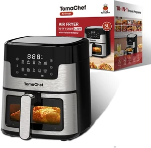 TomaChef Freidora de aire 10 en 1, 5.3QT compacta sin aceite con ventana visible y canasta apta para lavaplatos, cocina saludable, control digital para la familia TomaChef Freidora de aire 10 en 1, 5.3QT compacta sin aceite con ventana visible y canasta apta para lavaplatos, cocina saludable, control digital para la familia