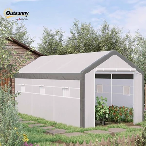 Outsunny 20' x 10' x 9' Walk-in Greenhouse with 6 Roll-up Windows White Outsunny 20' x 10' x 9' Walk-in Greenhouse with 6 Roll-up Windows White