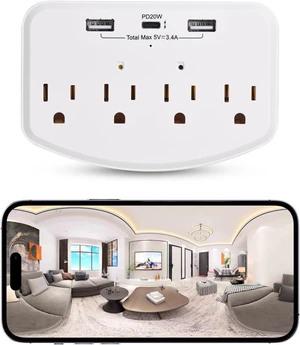 Cámaras ocultas 1080P, cámara de niñera HD WiFi, toma de pared inalámbrica de cámara espía con detección de movimiento
Motion Detection, Loop Recording, Remote Viewing, for Indoor Security Home & Offi