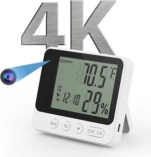 Mini cámara inalámbrica ocultada de la seguridad de WIFI, reloj 2.4G y 5G
Higrómetro, termómetro, reloj despertador, visión nocturna y alertas de detección de movimiento, control remoto de la