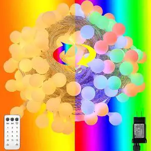 180ft Color Changing String Lights, 300 LED Multicolor & Warm White Globe Lights with Remote, 11 Modes, IP44 Waterproof, Plug in Fairy Lights for Indoor Outdoor Christmas Party Garden Decor