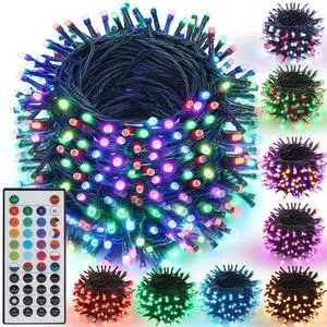 Color Changing Christmas String Lights,164FT 500 LED RGB LED String Lights Outdoor Fairy Twinkle Tree Light with Remote Timer Plug in for Room Indoor Wedding Party Christmas Decorations