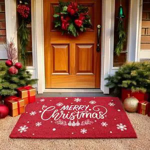 Extra Large Merry Christmas Welcome Mat Outdoor Coco Coir Doormat, with Heavy-Duty PVC Backing, Perfect Color/Sizing for Outdoor/Indoor uses. (24'' x 36'' Inch, Merry Christmas)