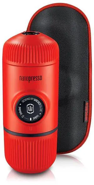 Nanopresso Portable Espresso Maker Bundled with Protective Case, Mini Travel Coffee Machine, Perfect for Camping, Travel Thanksgiving Christmas Coffee Present (Elements Lava Red)