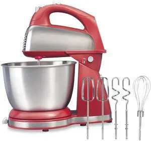 Classic Stand and Hand Mixer, 4 Quarts, 6 Speeds with QuickBurst, Bowl Rest, 290 Watts Peak Power, Red (64654)