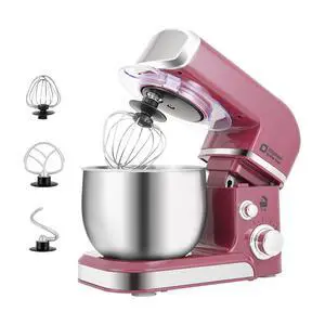 Stand Mixer,3.2Qt Small Electric Food Mixer,6 Speeds Portable Lightweight Kitchen Mixer for Daily Use with Egg Whisk,Dough Hook,Flat Beater (Purplish-red)