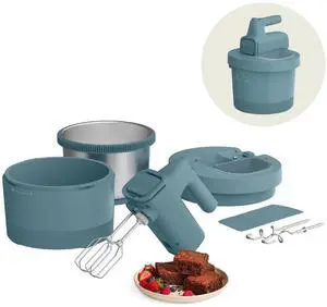 3.5 Qt Hand & Stand Mixer, 2 in 1 Electric Mixer with Bowl, Dough Hook, Whisk & Egg Beater, Multifunctional Handheld Mixer for Baking, 200 Watt, Surf