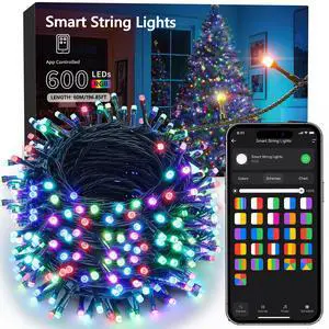 Smart Christmas Lights, 196ft 600 LED Smart WiFi Color Changing String Lights App Controlled, RGB Christmas Tree Lights Work with Alexa & Google Home for Halloween Indoor Outdoor Decor