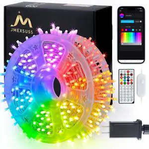 600 LED RGB String Light Outdoor Indoor, Christmas Lights Outdoor Clear Wire Christmas Lights Plug in for Bedroom Tree Room Party Birthday Decorations