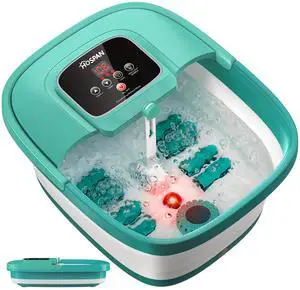 Collapsible Foot Spa with Heat, Bubble, Red Light, and Temperature Control, Foot Bath Massager with 8 Shiatsu Massage Rollers, Pedicure Foot Spa for Relaxation - FS01A Collapsible Foot Spa with Heat, Bubble, Red Light, and Temperature Control, Foot Bath Massager with 8 Shiatsu Massage Rollers, Pedicure Foot Spa for Relaxation - FS01A