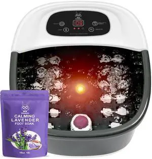 Foot Spa Bath Massager with Heat Bubbles and Vibration Massage and Jets, 16 OZ Calming Lavender Foot Soak Epsom Salt, Foot Soaker with Red Light, 22 Massage Rollers, Adjustable Temp - Black Foot Spa Bath Massager with Heat Bubbles and Vibration Massage and Jets, 16 OZ Calming Lavender Foot Soak Epsom Salt, Foot Soaker with Red Light, 22 Massage Rollers, Adjustable Temp - Black