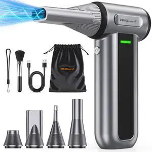 W22 Compressed Air Duster, 180000RPM Cordless Electric Air Duster with Brushless Motor - Rechargeable & 3 Speed Adjustable - Dust Cleaner for Keyboard, Computer, Outdoor, House and Car