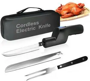 Cordless Electric Knife, Electric Carving Portable Rechargeable Knife with Safety Lock, Easy Slice and Assemble with Storage Case, Carving for Turkey, Meat, Poultry, Bread, Fillet, Vegetables