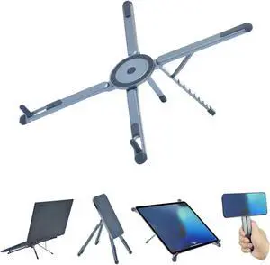 Foldable Desktop Portable Laptop Stand, Adjustable Laptop Riser with Magnetic Phone Holder, Aluminum Alloy Notebook Stand Compatible with 10-16 Laptops and 4-13Phones/Tablets(Silver Gray) Foldable Desktop Portable Laptop Stand, Adjustable Laptop Riser with Magnetic Phone Holder, Aluminum Alloy Notebook Stand Compatible with 10-16 Laptops and 4-13Phones/Tablets(Silver Gray)