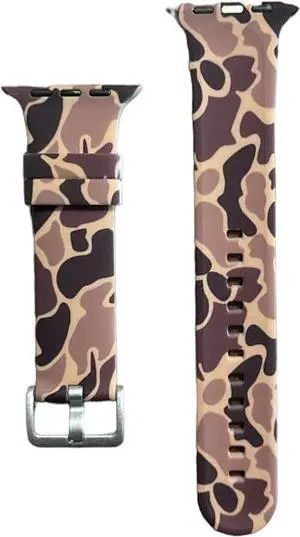 Camo Watch Band Compatible with Apple Watch, Vintage Duck Camouflage Silicone Strap with Buckle, Classic Old School Design, Fits 42mm49mm, M/L Length Camo Watch Band Compatible with Apple Watch, Vintage Duck Camouflage Silicone Strap with Buckle, Classic Old School Design, Fits 42mm49mm, M/L Length