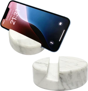 Round White Marble Phone Stand, Desk Cell Phone Holder for Mobile Devices Round White Marble Phone Stand, Desk Cell Phone Holder for Mobile Devices