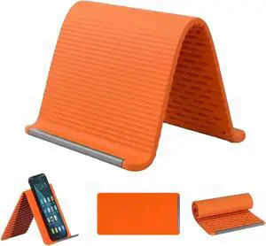 Flexible Silicone Phone Stand with Aluminum, Foldable Portable and Bendable Phone Holder for Phone Tablet Laptop, Portable Rollable Multi-Angle Stand (Orange) Flexible Silicone Phone Stand with Aluminum, Foldable Portable and Bendable Phone Holder for Phone Tablet Laptop, Portable Rollable Multi-Angle Stand (Orange)