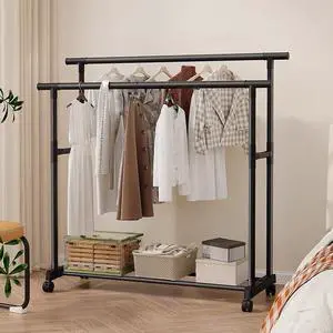 Hoctieon Z Rack, Rolling Clothes Racks with Z-Base, Heavy Duty Garment Rack, Clothing Racks for Hanging Clothes, Sturdy Metal Hanging Holder, Clothes Organizer Rack, White