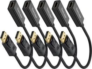4K DisplayPort to HDMI Adapter 5 Pack Uni-Directional Display Port (DP) Male to HDMI Female Converter Compatible with Laptop/Computer/AMD/NVIDIA Monitor/HDTV/Projector 4K DisplayPort to HDMI Adapter 5 Pack Uni-Directional Display Port (DP) Male to HDMI Female Converter Compatible with Laptop/Computer/AMD/NVIDIA Monitor/HDTV/Projector