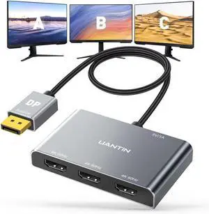 DisplayPort to HDMI Splitter for 3 Monitors Extended Display Adapter 4K@60Hz 1 DP in 3 HDMI Out MST Hub for Multiple Monitor Display Port Compatible with / Graphic Card DisplayPort to HDMI Splitter for 3 Monitors Extended Display Adapter 4K@60Hz 1 DP in 3 HDMI Out MST Hub for Multiple Monitor Display Port Compatible with / Graphic Card