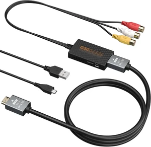 RCA to HDMI Converter Composite AV to HDMI Converter Support 1080P with HDMI Cable for Xbox/Wii/PS1/PS2/PS3/GameCube/N64/VHS/VCR/DVR Players RCA to HDMI Converter Composite AV to HDMI Converter Support 1080P with HDMI Cable for Xbox/Wii/PS1/PS2/PS3/GameCube/N64/VHS/VCR/DVR Players