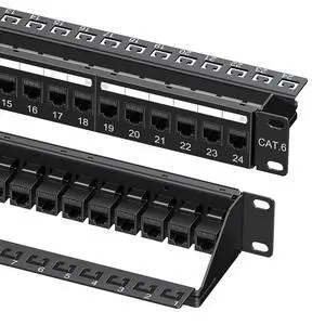 Cable Matters 1U 19-Inch 24-Port 10Gbps Cat6 Ethernet Patch Panel with Inline Keystone and Cable Management Bar, Rackmount or Wall Mount Network Patch Panel
