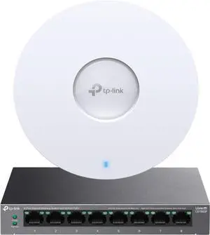 TP-Link Wi-Fi 6 Access Point + 8 Port PoE+ Unmanaged Ethernet Switch | Mesh, Seamless Roaming, WPA3, MU-MIMO | Fanless Plug & Play Internet Splitter | EAP610 & LS108GP