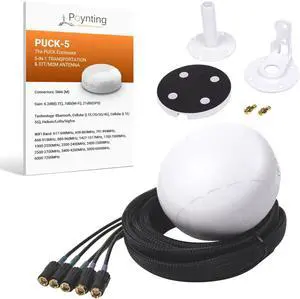 Poynting Puck-5 5-in-1 Transportation & M2M/IOT Antenna | 5G | 4G LTE | 2X2 MIMO | 2X2 MIMO WiFi | GPS/GLONASS | 617-4200 MHz | White