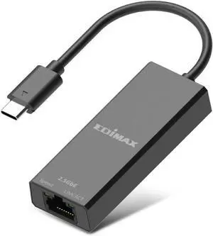 EDIMAX EU-4307 V2 USB Type-C to 2.5G Gigabit Ethernet Adapter Up To 100M/1Gbps / 2.5Gbps LED Indicator Plug and Play- Black