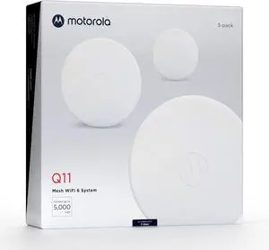Motorola Q11 Mesh WiFi 6 Router 3 Pack | Fast, Reliable WiFi, Quick Easy Setup, Auto Security, Parental Controls, Advanced Motosync App | Replaces Router and Extender | AX3000