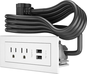 Legrand Wiremold RDZWH10 radiant Furniture Power Center with USB, Recessed Power Strip, 2 Outlets, Type A USB, 10 Foot Cord, White Legrand Wiremold RDZWH10 radiant Furniture Power Center with USB, Recessed Power Strip, 2 Outlets, Type A USB, 10 Foot Cord, White
