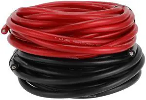 Motoforti 4 Gauge Ground Wire Copper Clad Aluminum CCA - Car Amplifier Power & Ground Cable, Battery Cable for Car Audio Speaker,Solar, Auto, RV Trailer & Marine 25 Feet Each-Black/Red