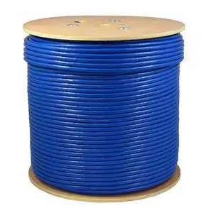 Dripstone 1000ft CAT5e 4/UTP Plenum (CMP Rated) UL Listed Bare Copper Solid 24AWG Conductor 350Mhz Fluke Tested Ethernet Wire (Blue)