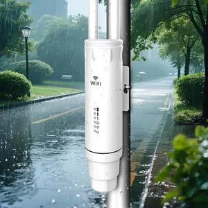 AC1200 Outdoor WiFi Extender AP7204,Long Range WiFi Access Point with POE,2.4GHz+5GHz W-ifi Extender Signal Booster with Antennas,IP66 Weatherproof,AP/Router/Repeater/Bridge Mode,Gigabit Port