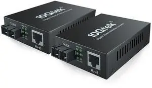ipolex Gigabit Multi-Mode SC Fiber to Ethernet Media Converter, Built-in SFP Fiber Module, 850nm, MMF, Duplex, up to 550 Meters, Dual SC Fiber to 10/100/1000Base-TX (UTP/STP/Cat5e/Cat6 RJ45), 2 Pack