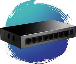 STRONG SW8000M in Metal | 8-Port Gigabit Desktop Switch | Table and Wall Mount | Ideal for Fast LAN Connections | Optimises Data Traffic | Fanless | Network Expansion | Black