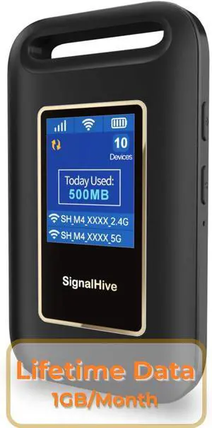 4G LTE Mobile Hotspot(1GB of Monthly Data),Security,No SIM Card, 8hrs Battery Life,Up to 10 Devices,Portable WiFi Hotspot for Travel