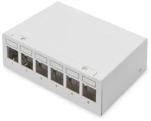 DIGITUS Modular Blank Desktop Network Patch Panel, Shielded, 6 Ports, Light Grey, RAL 7035