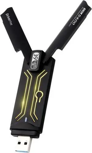 USB WiFi 6E AdapterAX5400Mbps Tri Band 2.4GHz/ 5GHz/6GHz Wireless Network Adapter for PCUSB 3.0Supports Windows 10/11, Black, WD-AXE5400F USB WiFi 6E AdapterAX5400Mbps Tri Band 2.4GHz/ 5GHz/6GHz Wireless Network Adapter for PCUSB 3.0Supports Windows 10/11, Black, WD-AXE5400F