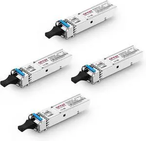Tongyu 4PCS/Pack SFP LC 1.25Gb/s Module 1310nm/1550nm 20km Bi-Directional Transceiver for Cisco, Ubiquiti UF-SM-1G Netgear Mikrotik Other Open Switches 1000Base-LX Ethernet Metro/Access Networks