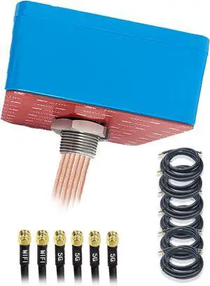 Maswell 6 Combo 5G 4X4 MIMO WIFI7 2X2 MIMO 700-6000MHz 6 in 1 Antenna Cellular 5G 4G LTE Screw and Adhesive Mount omnidirectional Bluetooth Wimax Zigbee Antenna SMA Male RP SMA Plug Not for Boosting